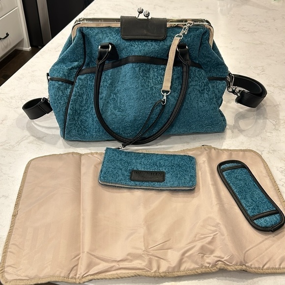 Waverly Baby by Trend Lab - Stetson Lagoon Framed Diaper Bag NWOT - Picture 14 of 16